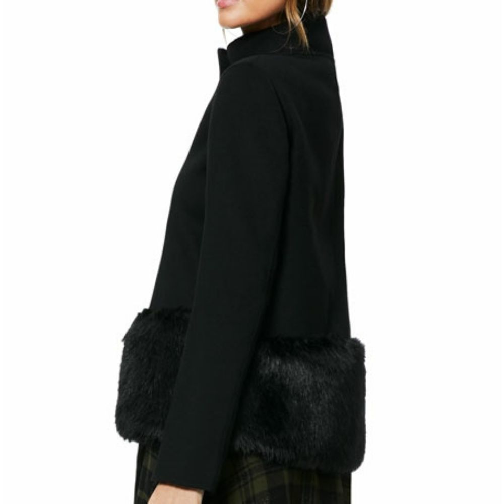NWT RAMY BROOK ADDISON FAUX FUR HEM COAT SZ XS - Picture 2 of 5